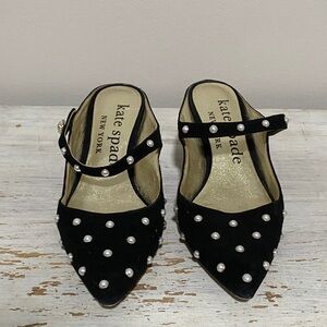 Kate Spade Black Heels with Pearl Embellishments
